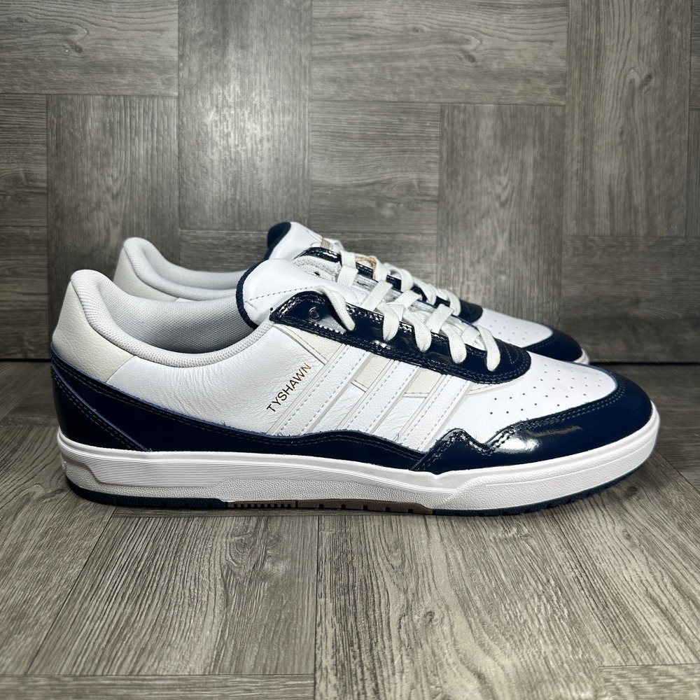 Adidas Tyshawn II Mens 13 White Navy Leather Skateboarding Shoes NEW JQ1131